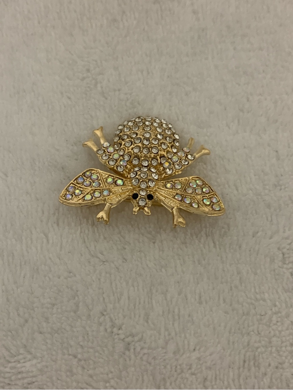 Gold Crystal Bee Brooch - Elegant Women's Jewelry